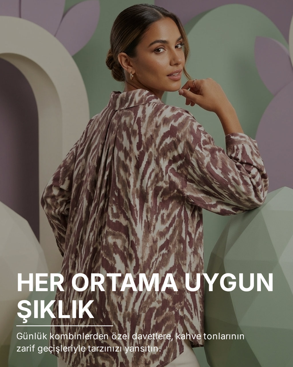 Perry Oversize Desenli Gömlek